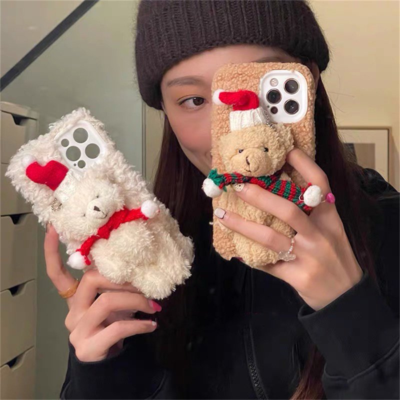 Christmas Bear Plush Mobile Phone Case - Image 4