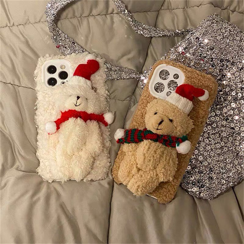 Christmas Bear Plush Mobile Phone Case - Image 6
